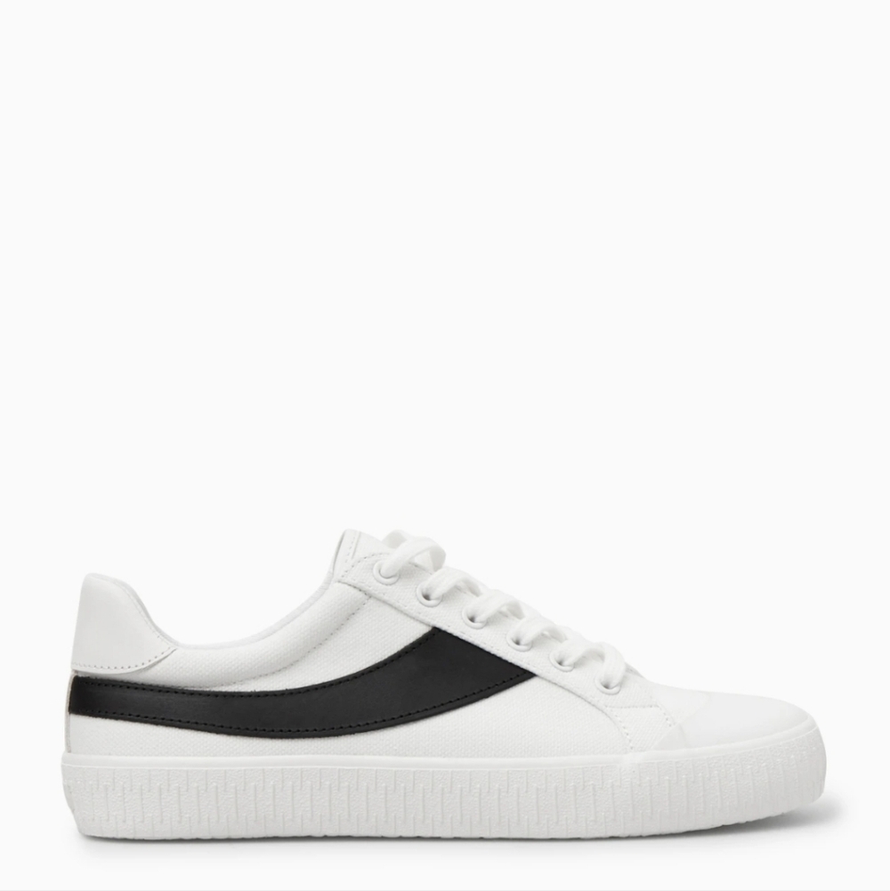 COS Womens White Black Canvas Low Top Sneakers SZ 10